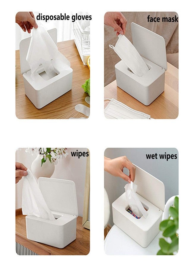 DEF Wipes Dispenser, Polypropylene Baby Wipes Case Sealed Keeps Wet Tissue Fresh Flushable Case Holders Easy Open and Close Non-Slip for Desk Office Dorm Kitchen Washroom Vanity (White) - Image 3